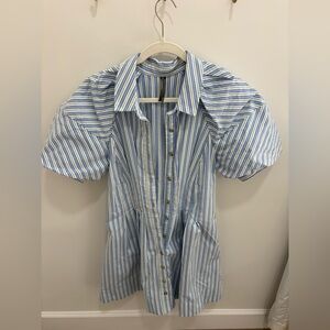 Blue and Green striped Dress